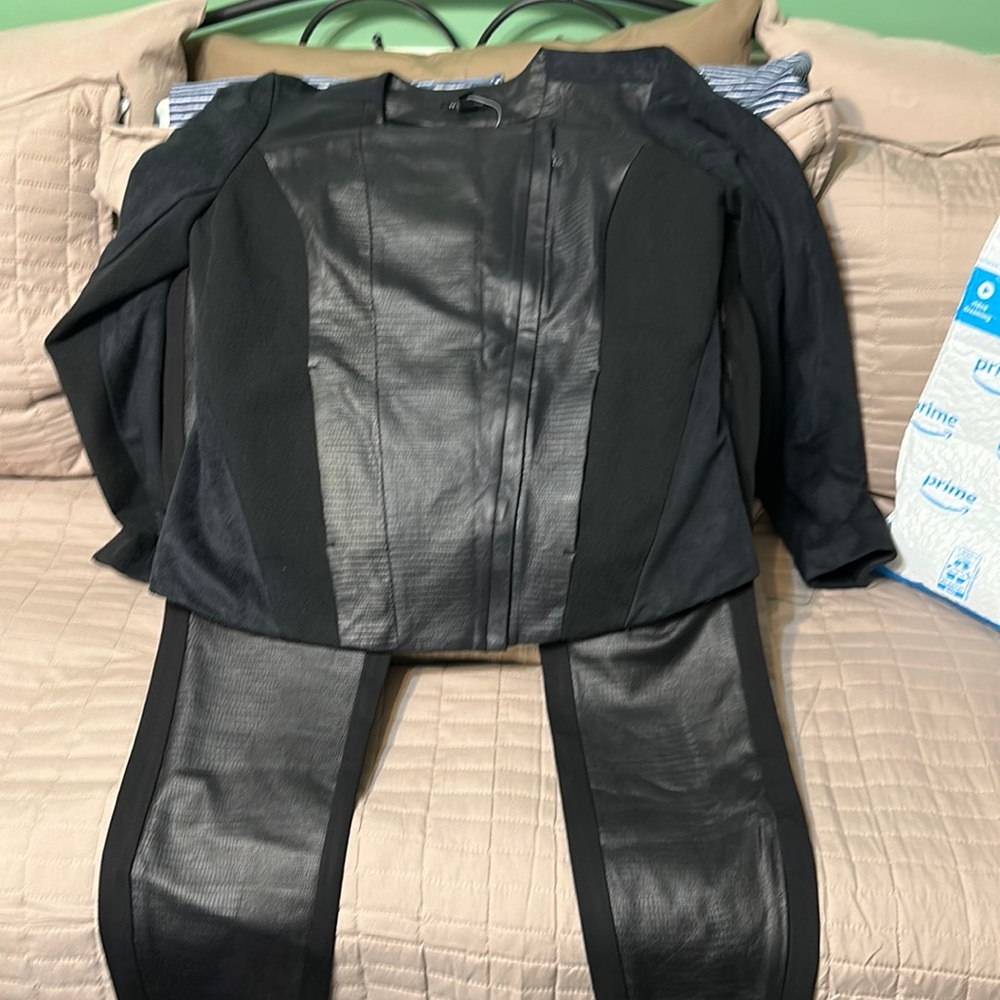 H by Halston faux suede Jacket and Pants set